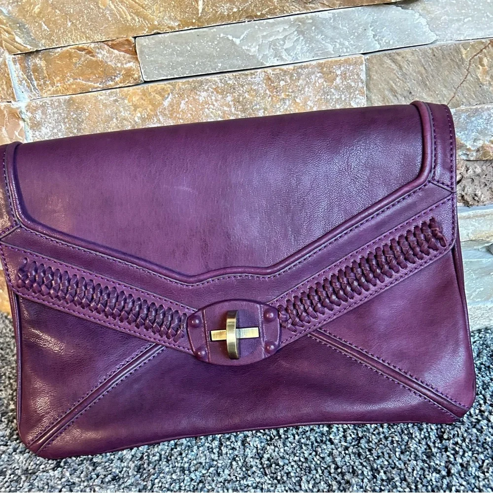 Treesje Violet Leather‎ Clutch with Braided Accent